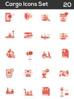 Cargo Icons Or Symbol Set In Red Color. vector