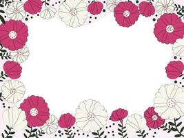 Vector Flowers With Leaves Decorated Border Background And Space For Text.