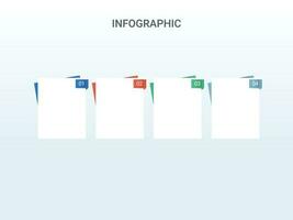 Business Infographic Timeline Template Design With Colorful Four Options Icons On White Background. vector