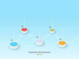 Business Timeline Infographic Template Layout With Five Options On Blue Background. vector