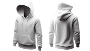 Hoodie raglan sleeve full zipper with pocket for mockup, 3d render, Front and back, copy space, png