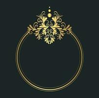 Golden round frame. Ornamental frame luxury with place for text. Ornate element for design. vector