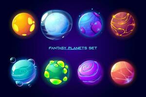 Fantasy space planets for ui galaxy game vector