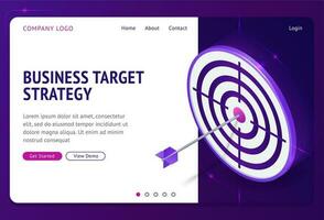 Business target strategy isometric landing page. vector
