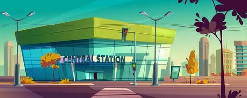 Modern central station on city street vector