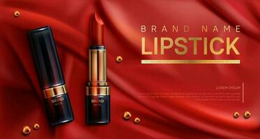 Lipstick cosmetics make up beauty product banner vector