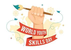 World Youth Skills Day Vector Illustration of People with Skill for Various Employment and Entrepreneurship in Flat Cartoon Hand Drawn Templates