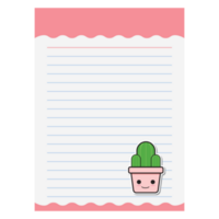 papel Nota linda estético emoticon cactus plan colección png