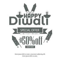 Happy Diwali festival season sale banner, special offer Diwali Design Template vector