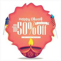 Diwali Sale banner design with diya oil lamp. Festival sale, offer, discount concepts vector