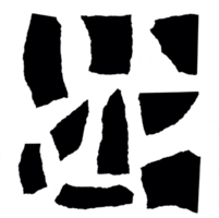 un' nero foglio di carta strappato per pezzi su trasparente sfondo png file