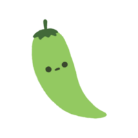 Hand-drawn Cute green chili, bitter, pepper, Cute vegetable character design in doodle style png