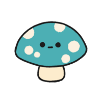 disegnato a mano carino blu funghi, carino verdura personaggio design nel scarabocchio stile png