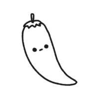 Hand-drawn Cute line chili, bitter, pepper, Cute vegetable character design in doodle style png