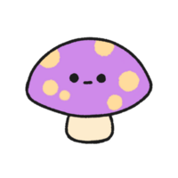 disegnato a mano carino viola funghi, carino verdura personaggio design nel scarabocchio stile png