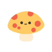 Hand-drawn Cute yellow mushrooms, Cute vegetable character design in doodle style png