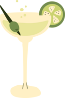 Dry martini cocktail .  Illustration of alcohol cocktail drink. Classical drink in martini glass with green olive png