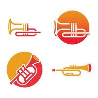trompeta de icono simple de instrumento musical para música jazz vector