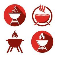 BBQ grill simple and symbol icon with smoke or steam logo vector