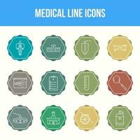 conjunto de iconos de línea médica única vector