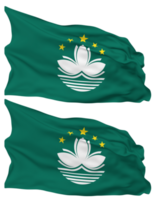 China Macau, Macao Flag Waves Isolated in Plain and Bump Texture, with Transparent Background, 3D Rendering png