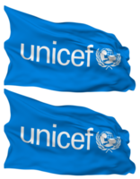 Verenigde landen kinderen fonds, unicef vlag golven geïsoleerd in duidelijk en buil textuur, met transparant achtergrond, 3d renderen png