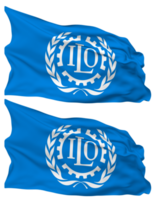 International Labour Organization, ILO Flag Waves Isolated in Plain and Bump Texture, with Transparent Background, 3D Rendering png