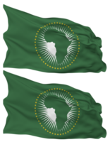afrikansk union flagga vågor isolerat i enkel och stöta textur, med transparent bakgrund, 3d tolkning png