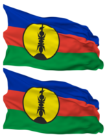 nuevo Caledonia bandera olas aislado en llanura y bache textura, con transparente fondo, 3d representación png