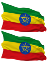 Ethiopia Flag Waves Isolated in Plain and Bump Texture, with Transparent Background, 3D Rendering png