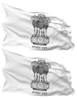 India emblema bandera olas aislado en llanura y bache textura, con transparente fondo, 3d representación png