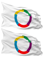 Organisation internationale de la Francophonie, OIF Flag Waves Isolated in Plain and Bump Texture, with Transparent Background, 3D Rendering png