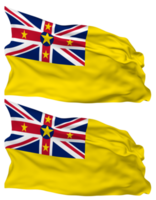 niue Inseln Flagge Wellen isoliert im einfach und stoßen Textur, mit transparent Hintergrund, 3d Rendern png