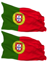 Portugal bandera olas aislado en llanura y bache textura, con transparente fondo, 3d representación png