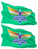 Lucknow Super Giants, LSG Flag Waves Isolated in Plain and Bump Texture, with Transparent Background, 3D Rendering png