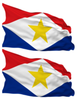 saba eiland vlag golven geïsoleerd in duidelijk en buil textuur, met transparant achtergrond, 3d renderen png