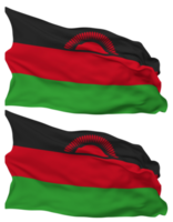 Malawi Flag Waves Isolated in Plain and Bump Texture, with Transparent Background, 3D Rendering png