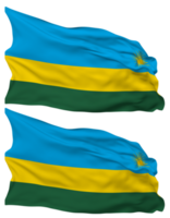 Rwanda drapeau vagues isolé dans plaine et bosse texture, avec transparent arrière-plan, 3d le rendu png