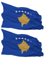 Kosovo Flag Waves Isolated in Plain and Bump Texture, with Transparent Background, 3D Rendering png