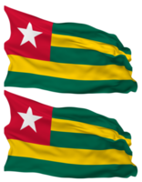 Togo flagga vågor isolerat i enkel och stöta textur, med transparent bakgrund, 3d tolkning png