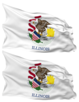 State of Illinois Flag Waves Isolated in Plain and Bump Texture, with Transparent Background, 3D Rendering png