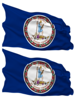 State of Virginia Flag Waves Isolated in Plain and Bump Texture, with Transparent Background, 3D Rendering png