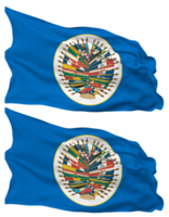 Organization of American States, OAS Flag Waves Isolated in Plain and Bump Texture, with Transparent Background, 3D Rendering png