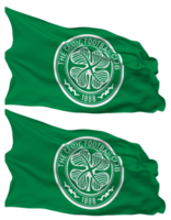 The Celtic Football Club Flag Waves Isolated in Plain and Bump Texture, with Transparent Background, 3D Rendering png