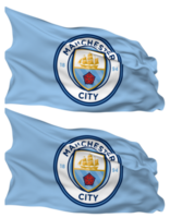 Manchester City Football Club Flag Waves Isolated in Plain and Bump Texture, with Transparent Background, 3D Rendering png