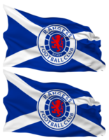 rangers fotboll klubb flagga vågor isolerat i enkel och stöta textur, med transparent bakgrund, 3d tolkning png