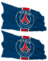 Paris Saint Germain Football Club Flag Waves Isolated in Plain and Bump Texture, with Transparent Background, 3D Rendering png