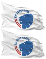 fútbol americano club Copenhague bandera olas aislado en llanura y bache textura, con transparente fondo, 3d representación png