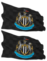 Newcastle unido fútbol americano club bandera olas aislado en llanura y bache textura, con transparente fondo, 3d representación png