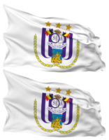 real deportivo club Anderlecht bandera olas aislado en llanura y bache textura, con transparente fondo, 3d representación png